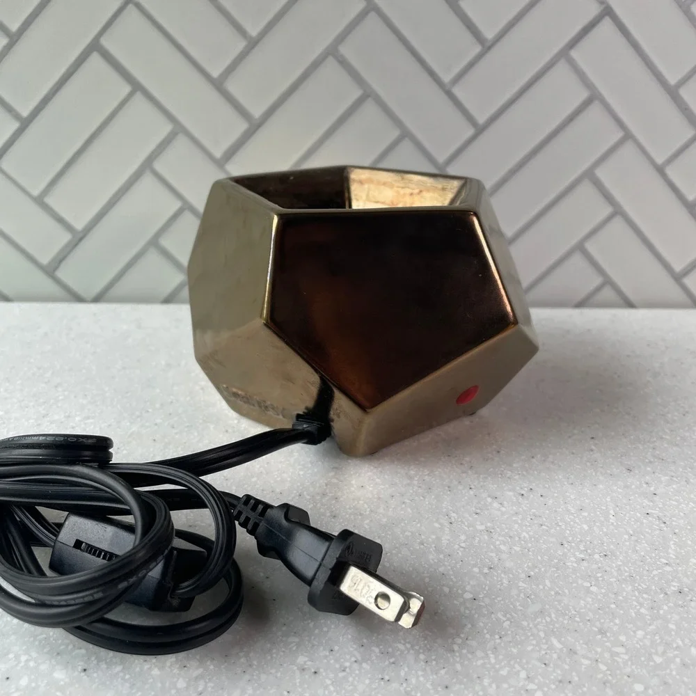 Scentsy Geometric Wax Warmer Metallic Bronze Copper Faceted Electric TESTED